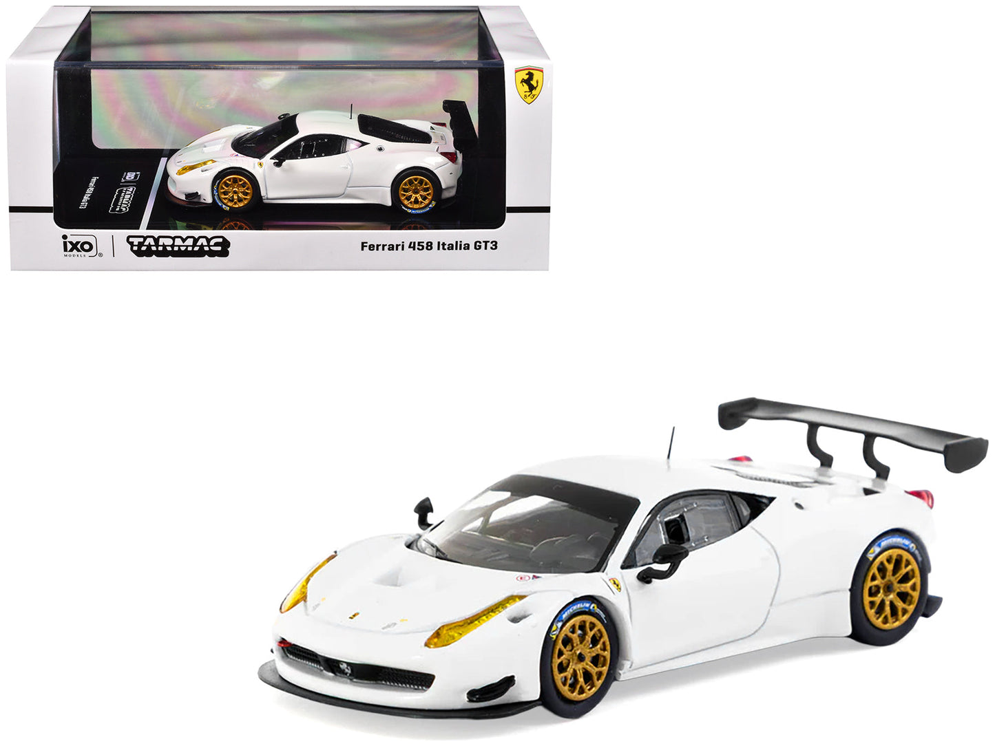 Ferrari 458 Italia GT3 White with Gold Wheels "Road64" Series 1/64 Diecast Model Car