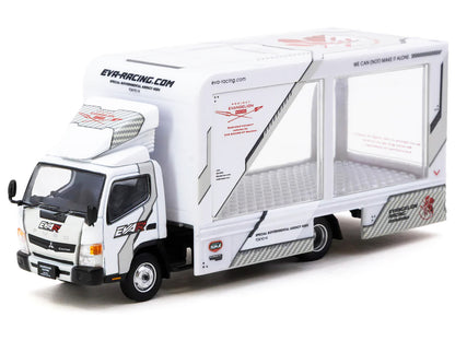 Mitsubishi Fuso Canter Mobile Display Truck RHD (Right Hand Drive) "EVA Racing" White with Graphics "Truck64" Series 1/64 Diecast Model Car