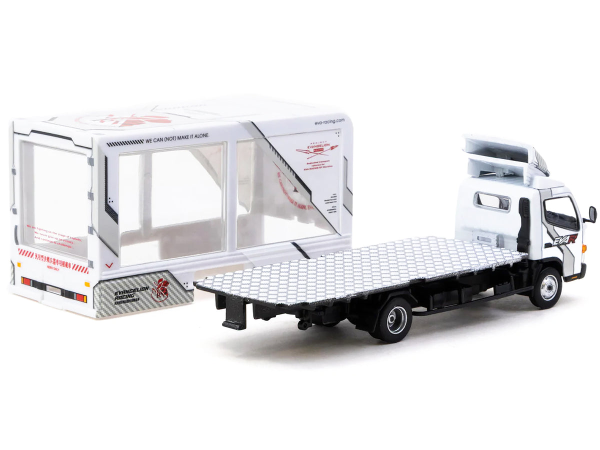 Mitsubishi Fuso Canter Mobile Display Truck RHD (Right Hand Drive) "EVA Racing" White with Graphics "Truck64" Series 1/64 Diecast Model Car