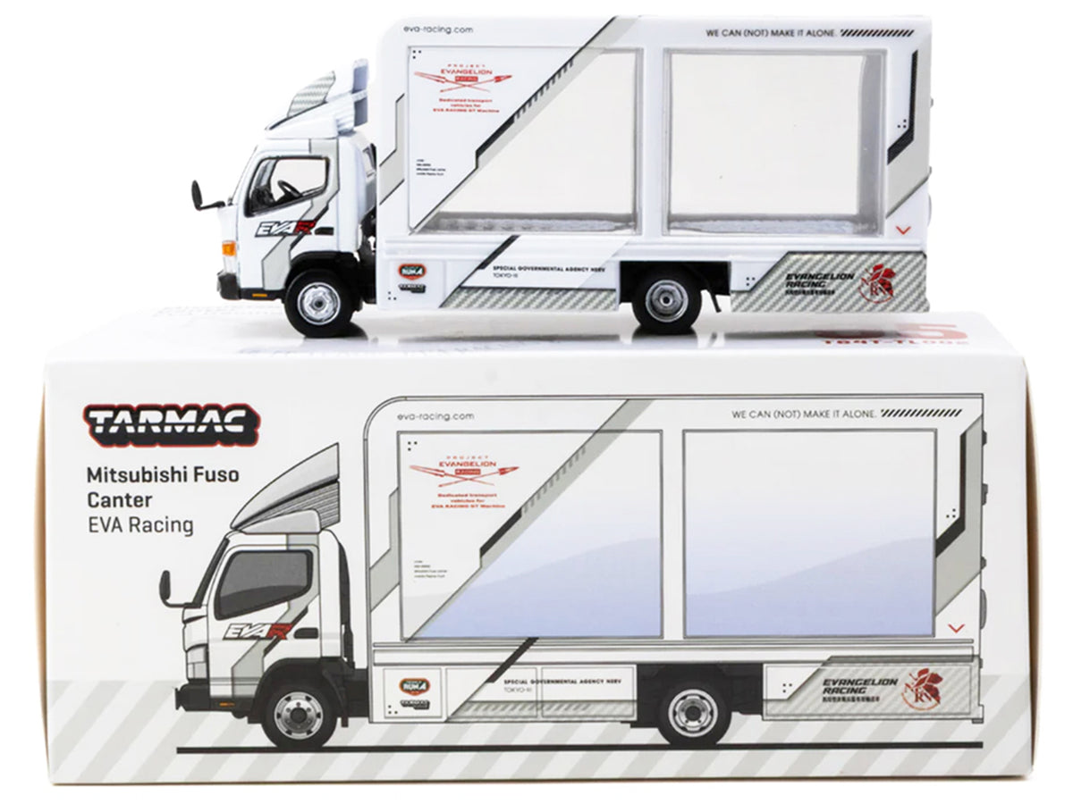 Mitsubishi Fuso Canter Mobile Display Truck RHD (Right Hand Drive) "EVA Racing" White with Graphics "Truck64" Series 1/64 Diecast Model Car