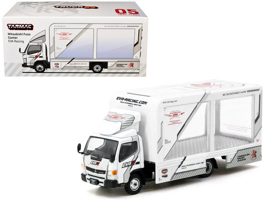 Mitsubishi Fuso Canter Mobile Display Truck RHD (Right Hand Drive) "EVA Racing" White with Graphics "Truck64" Series 1/64 Diecast Model Car