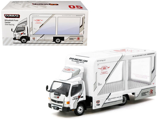 Mitsubishi Fuso Canter Mobile Display Truck RHD (Right Hand Drive) "EVA Racing" White with Graphics "Truck64" Series 1/64 Diecast Model Car