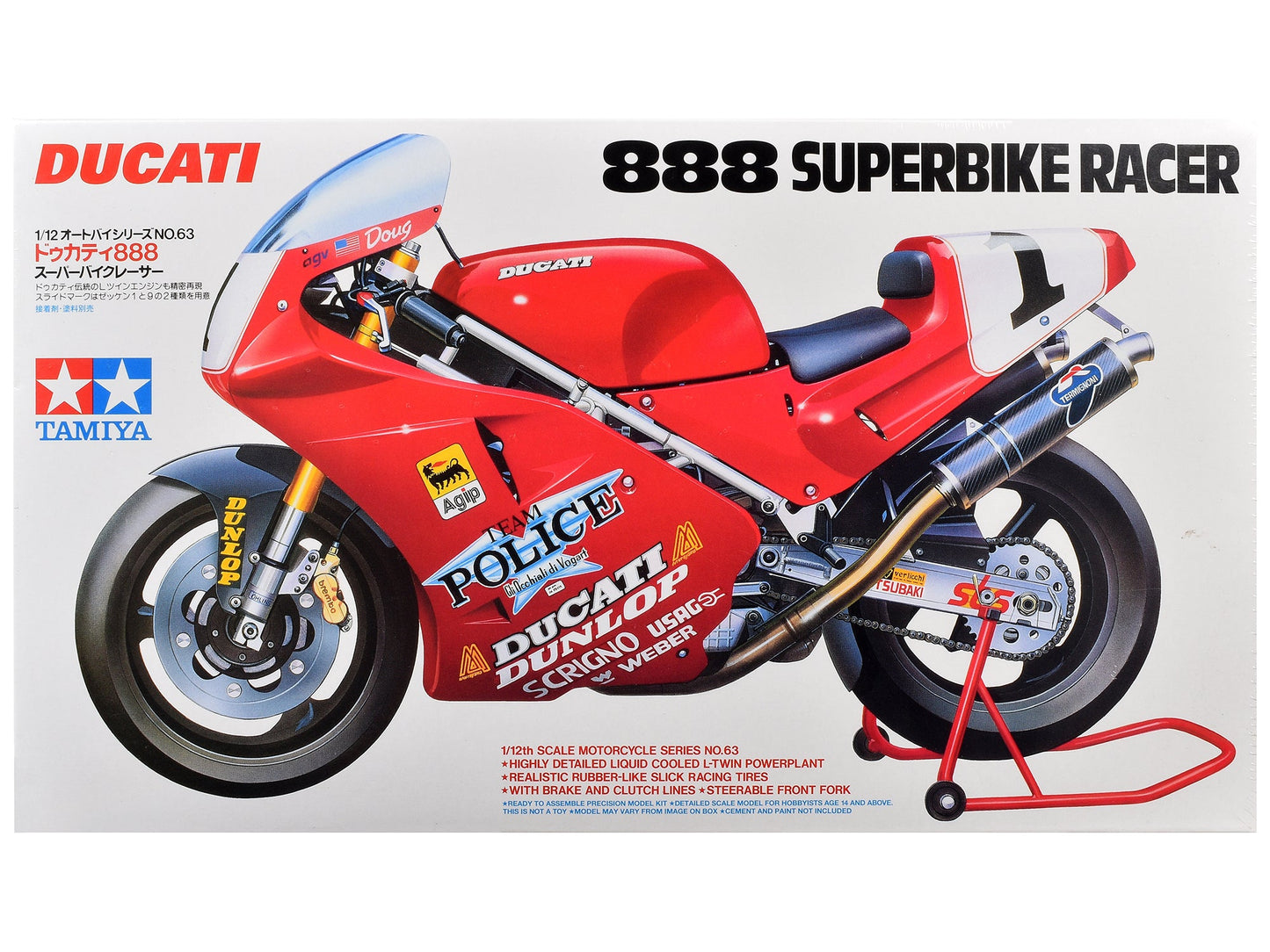 Model Kit Ducati 888 Superbike Racer Motorcycle 1/12 Scale Model