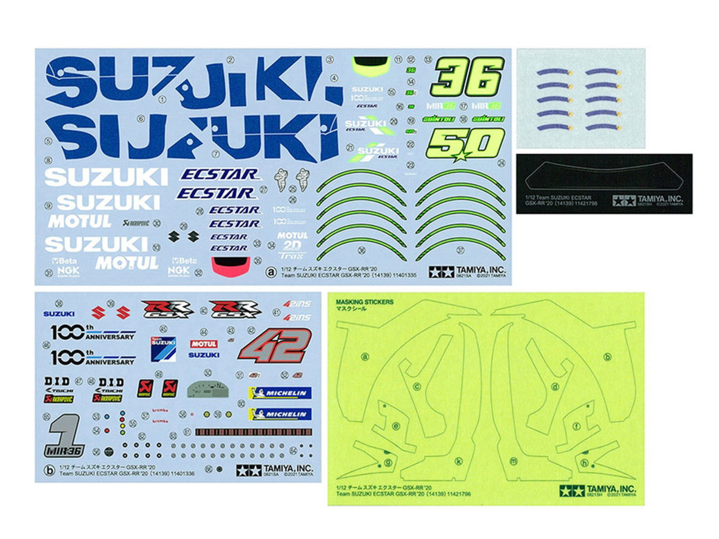 Model Kit Suzuki GSX-RR "Team Suzuki Ecstar" (2020) Motorcycle 1/12 Scale Model