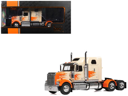 2000 Western Star 4900 Truck Tractor Cream with Orange Flames 1/43 Diecast Model Car