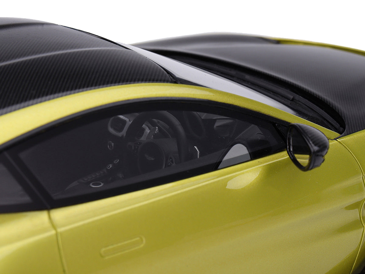 2022 Aston Martin V12 Vantage RHD (Right Hand Drive) Cosmopolitan Yellow with Black Hood and Top 1/18 Model Car