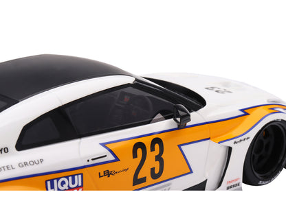Nissan LB-Silhouette WORKS GT 35GT-RR Ver.1 RHD (Right Hand Drive) #23 White with Yellow Stripes "LB Racing" 1/18 Model Car