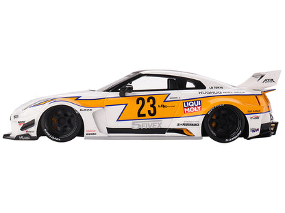 Nissan LB-Silhouette WORKS GT 35GT-RR Ver.1 RHD (Right Hand Drive) #23 White with Yellow Stripes "LB Racing" 1/18 Model Car