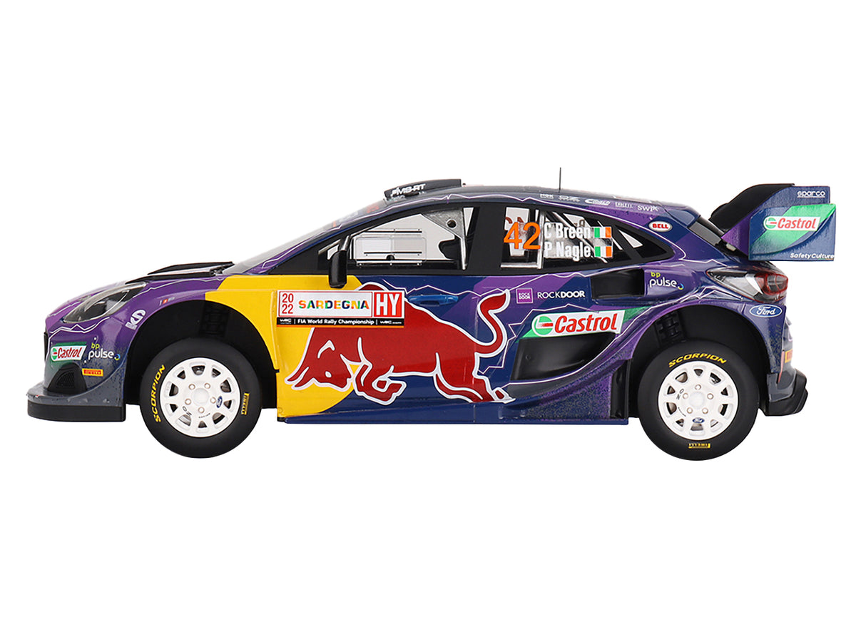 Ford Puma Rally1 #42 Craig Breen - Paul Nagle "M-Sport Ford WRT" 2nd Place "Rally Italia Sardegna" (2022) 1/18 Model Car