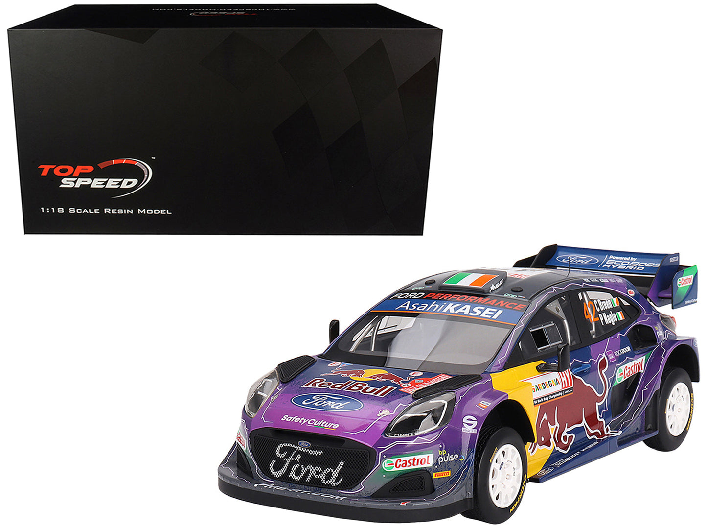 Ford Puma Rally1 #42 Craig Breen - Paul Nagle "M-Sport Ford WRT" 2nd Place "Rally Italia Sardegna" (2022) 1/18 Model Car