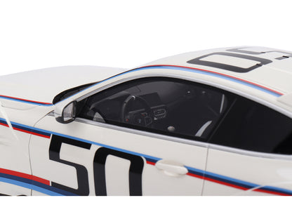 BMW M4 3.0 CSL #50 White with Blue and Red Stripes 1/18 Model Car