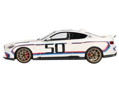 BMW M4 3.0 CSL #50 White with Blue and Red Stripes 1/18 Model Car