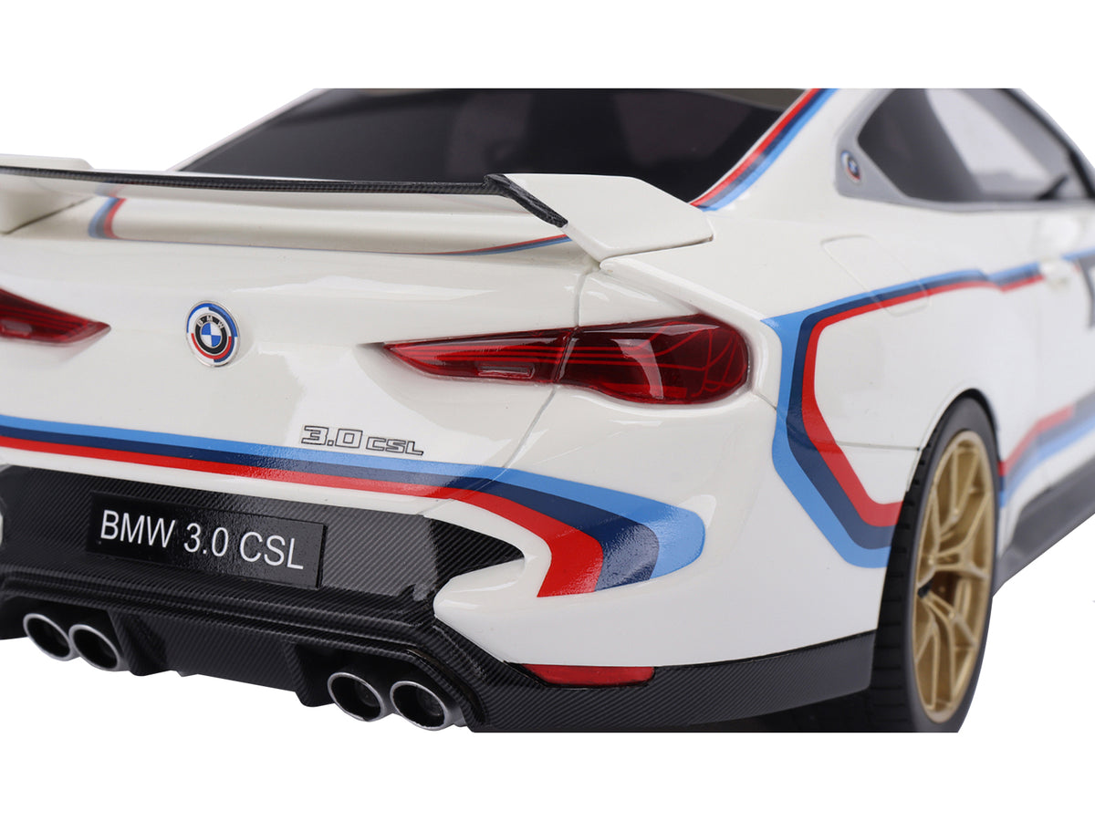 BMW M4 3.0 CSL #50 White with Blue and Red Stripes 1/18 Model Car
