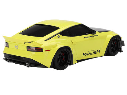 Nissan Z (RZ34) "Pandem" Ikazuchi Yellow with Matt Black Hood 1/18 Model Car
