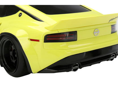 Nissan Z (RZ34) "Pandem" Ikazuchi Yellow with Matt Black Hood 1/18 Model Car