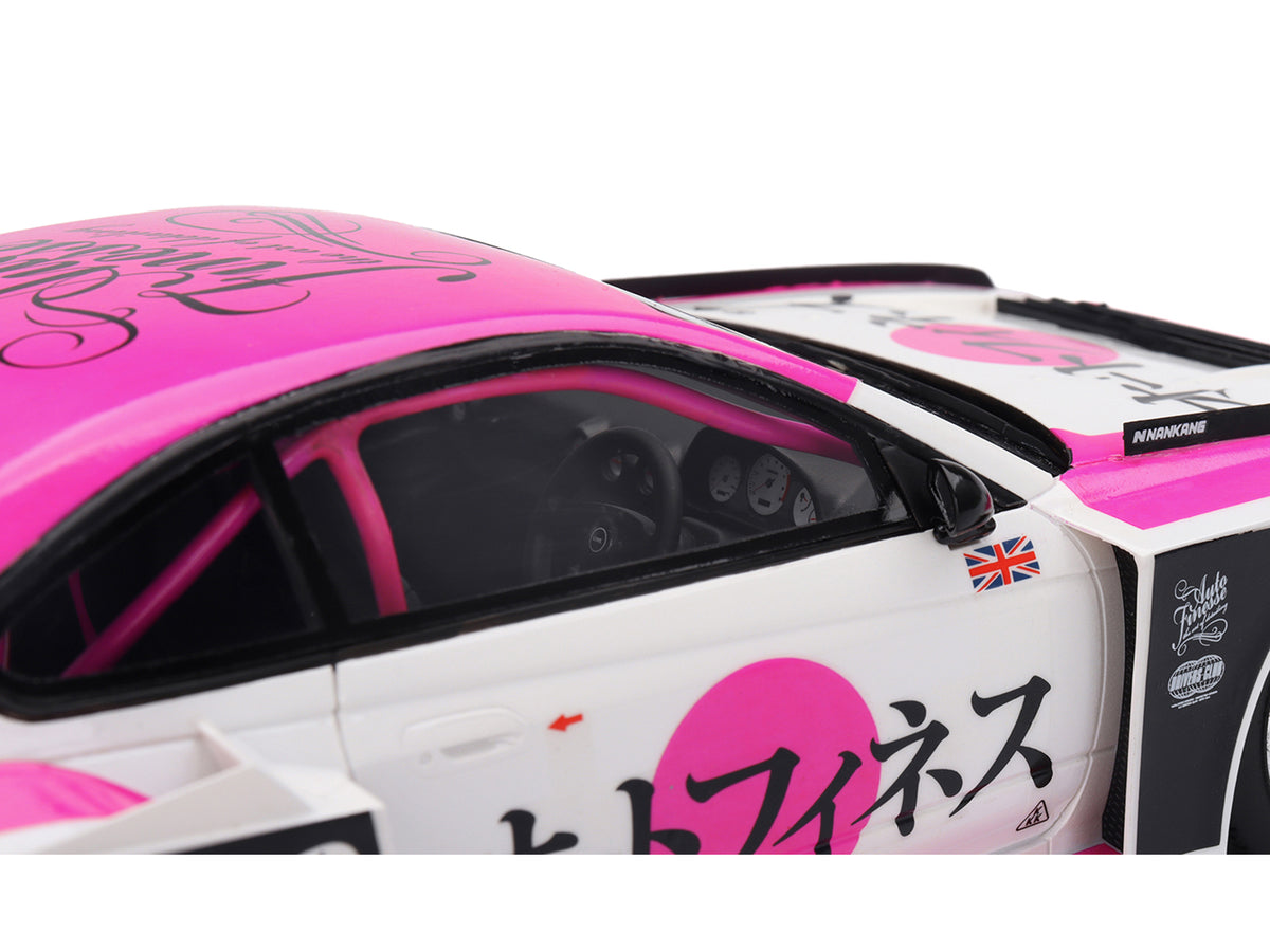 Nissan "LB-Super Silhouette" S15 SILVIA RHD (Right Hand Drive) #99 "Auto Finesse - SEMA 2023" White and Pink 1/18 Model Car