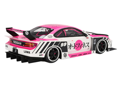 Nissan "LB-Super Silhouette" S15 SILVIA RHD (Right Hand Drive) #99 "Auto Finesse - SEMA 2023" White and Pink 1/18 Model Car