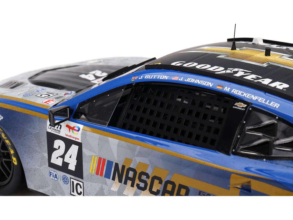 Chevrolet Camaro ZL1 #24 Jenson Button - Jimmie Johnson - Mike Rockenfeller (Post-Race Weathered Version) "Hendrick Motorsports - NASCAR Next Gen Garage 56" Innovative "24 Hours of Le Mans" (2023) 1/18 Model Car