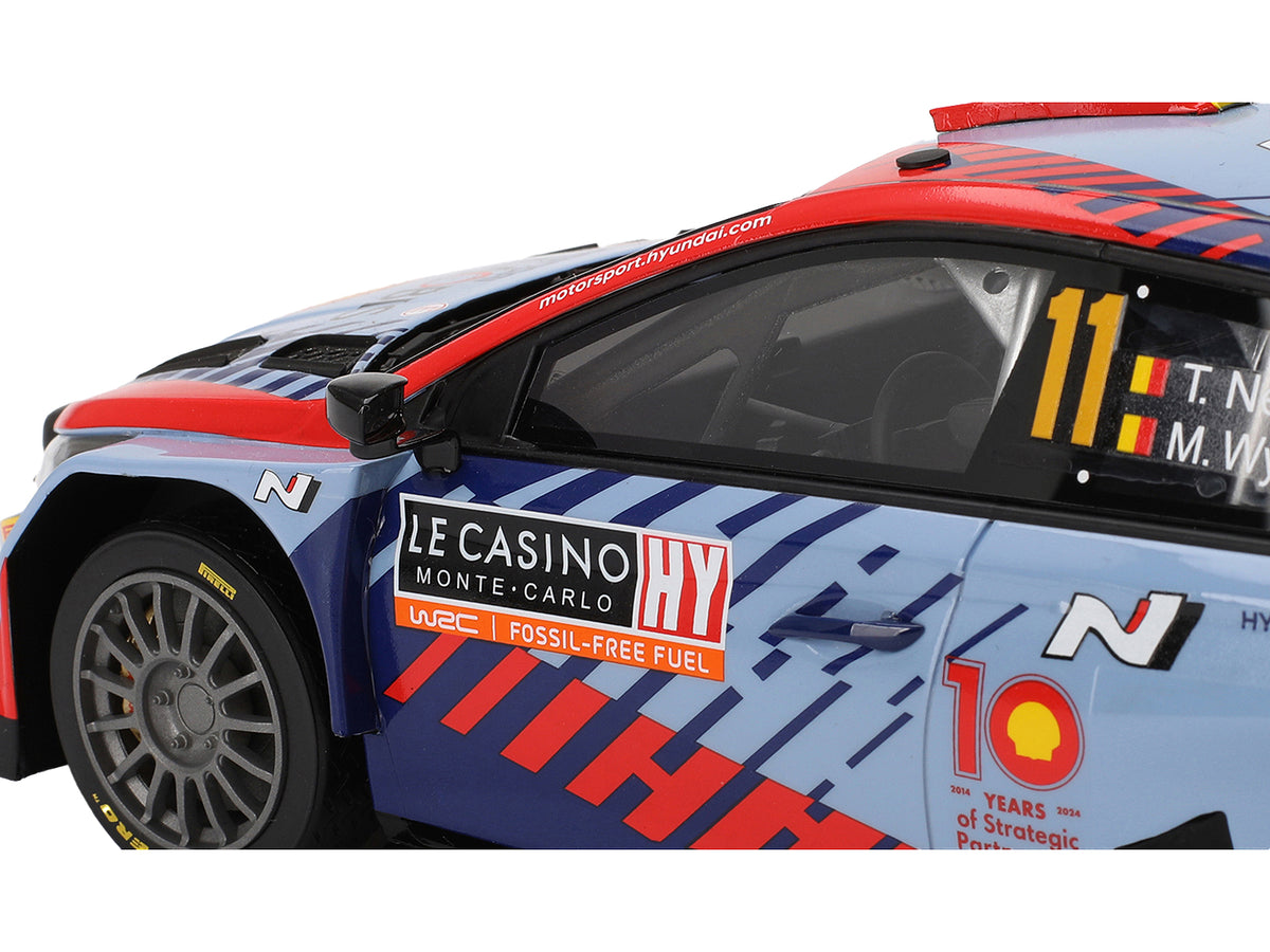 Hyundai i20 N Rally1 Hybrid #11 Thierry Neuville - Martijn Wydaeghe "Hyundai Shell Mobis WRT"  Winner WRC "Monte Carlo Rally" (2024) 1/18 Model Car
