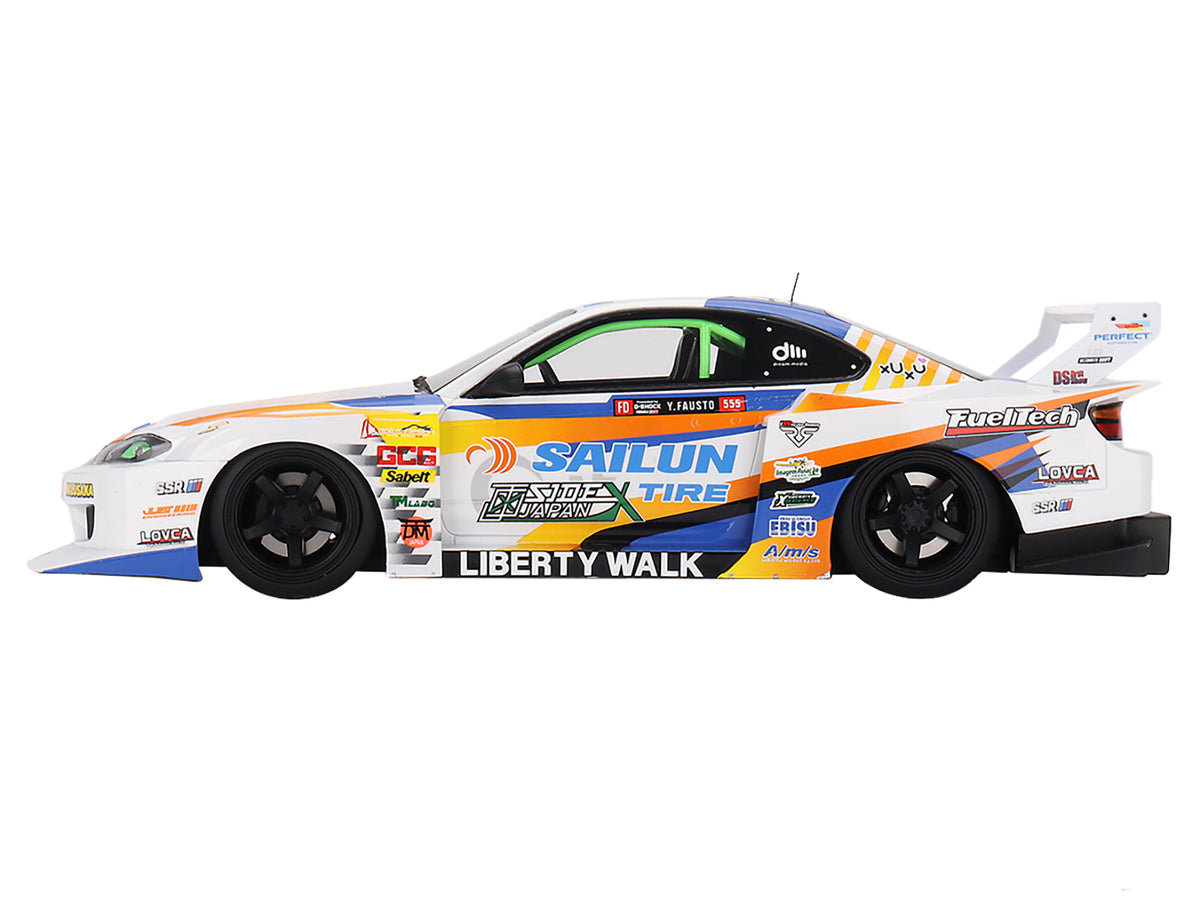 Nissan LB-Super Silhouette S15 SILVIA #555 Yukio Fausto "Formula Drift Japan" (2023) 1/18 Model Car