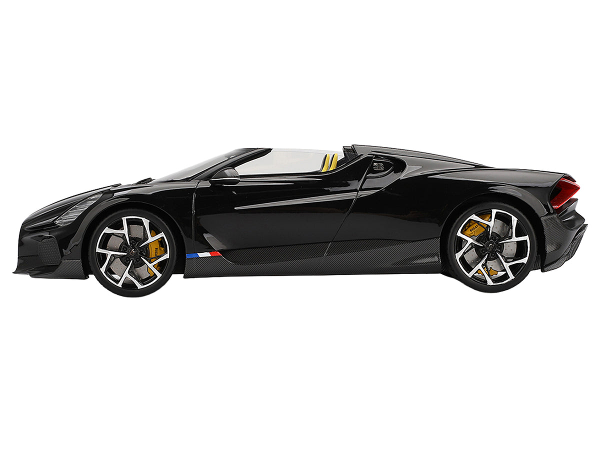 Bugatti W16 Mistral Black with Yellow Interior 1/18 Model Car
