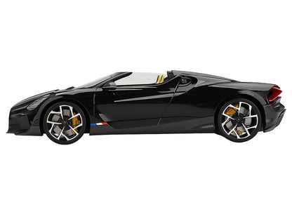 Bugatti W16 Mistral Black with Yellow Interior 1/18 Model Car