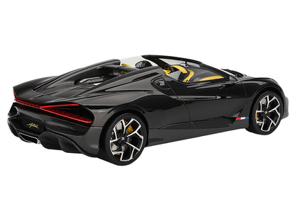 Bugatti W16 Mistral Black with Yellow Interior 1/18 Model Car