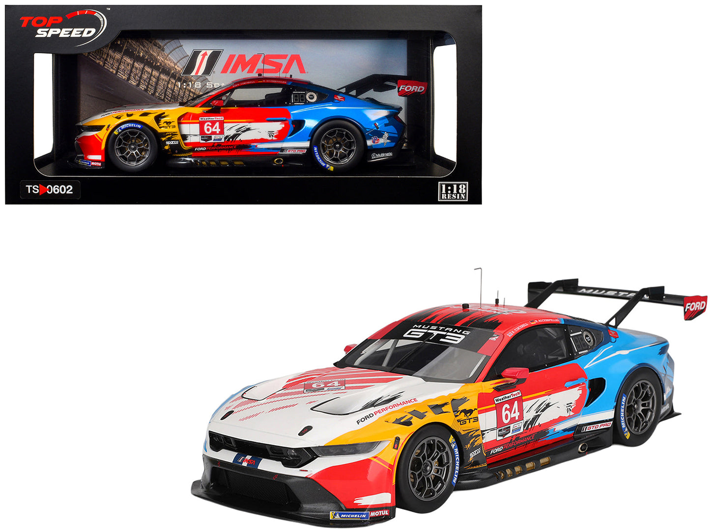Ford Mustang GT3 #64 Mike Rockenfeller - Harry Tincknell "Ford Multimatic Motorsports" "Motul Course de Monterey - Laguna Seca" (2024) 1/18 Model Car