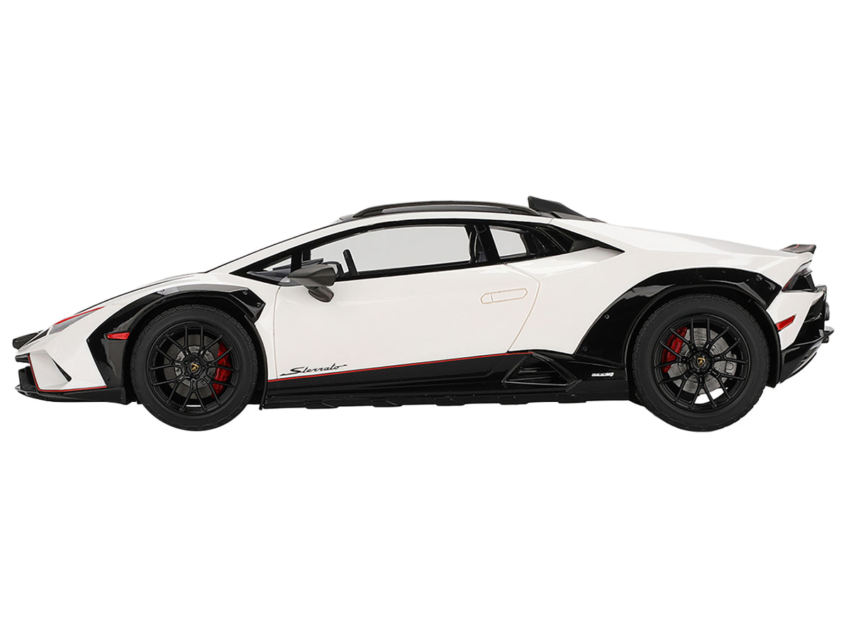 Lamborghini Huracan Sterrato Bianco Asopo White with Matt Black Top and Red Stripes 1/18 Model Car