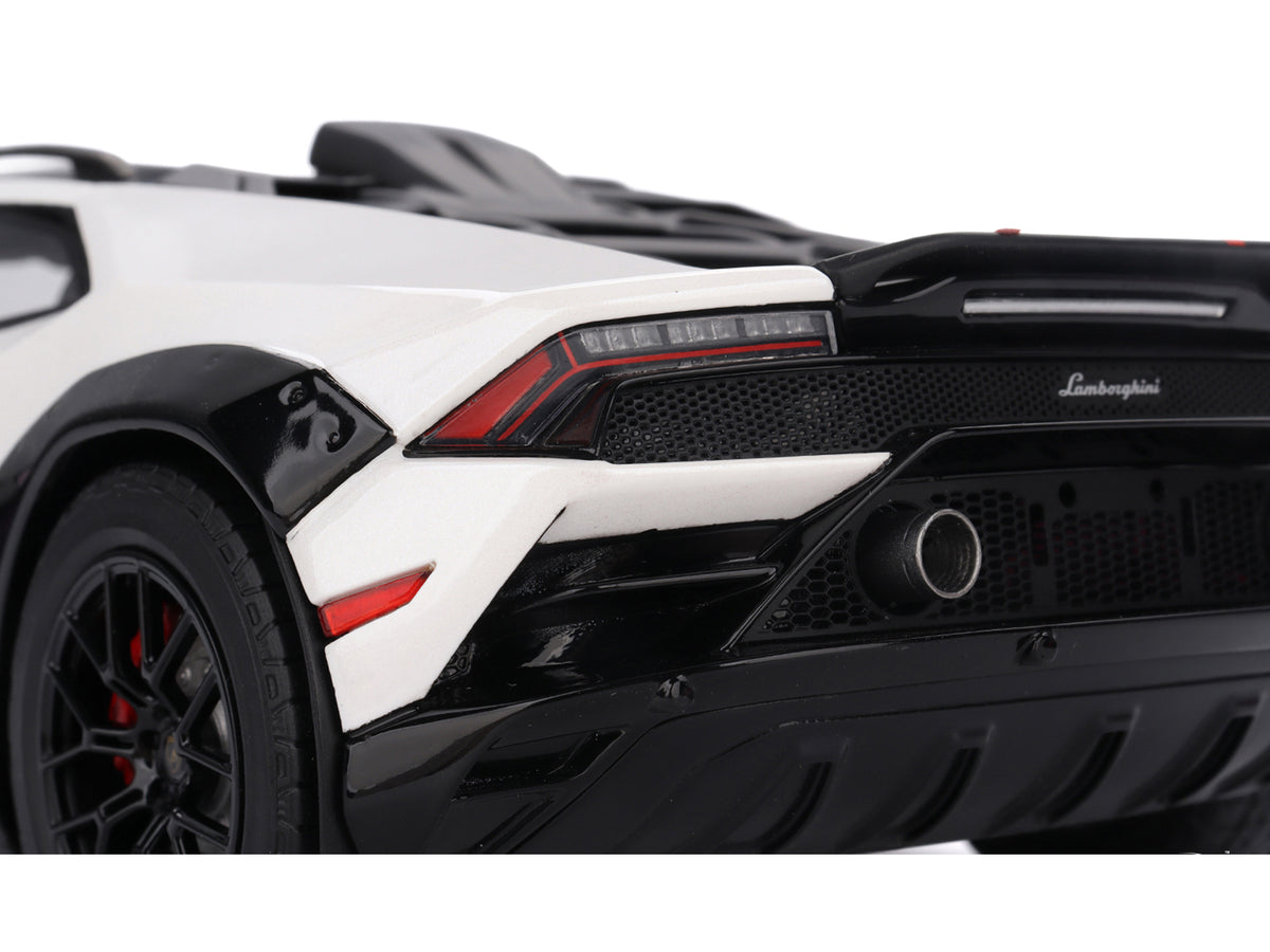 Lamborghini Huracan Sterrato Bianco Asopo White with Matt Black Top and Red Stripes 1/18 Model Car