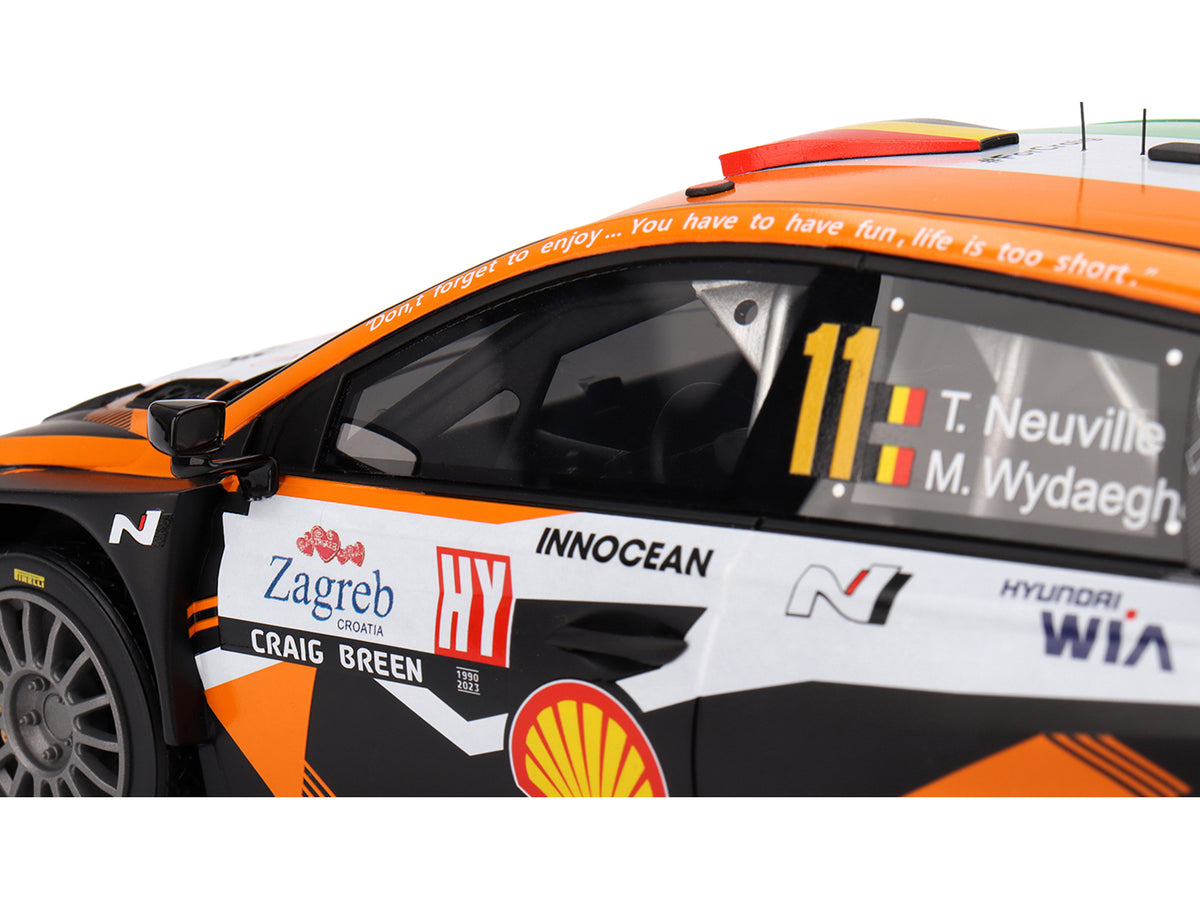 Hyundai i20 N Rally1 Hybrid #11 Thierry Neuville - Martijn Wydaeghe "Hyundai Shell Mobis WRT"  Winner "Rally Croatia Power Stage" (2023) 1/18 Model Car