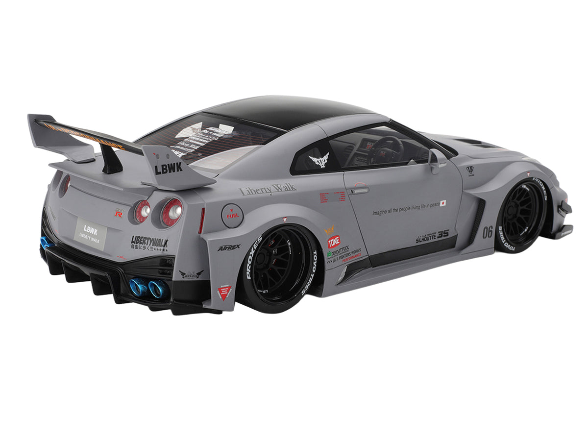 Nissan LB-Silhouette WORKS GT 35GT-RR Ver.1 RHD (Right Hand Drive) Matt Gray with Black Top 1/18 Model Car