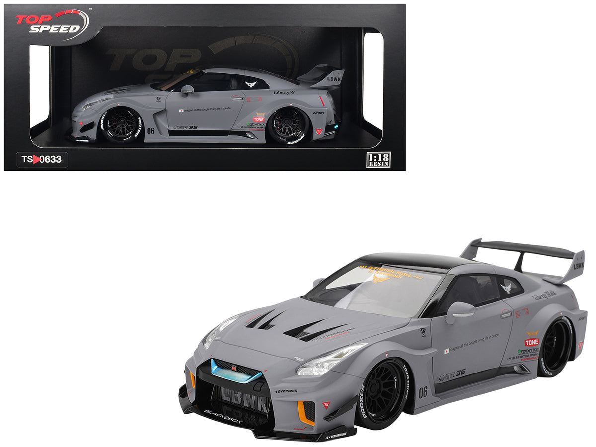 Nissan LB-Silhouette WORKS GT 35GT-RR Ver.1 RHD (Right Hand Drive) Matt Gray with Black Top 1/18 Model Car