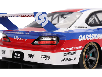 Nissan "LB-Super Silhouette" S15 SILVIA RHD (Right Hand Drive) #12 "GARASIDRIFT" White with Red and Blue Graphics 1/18 Model Car