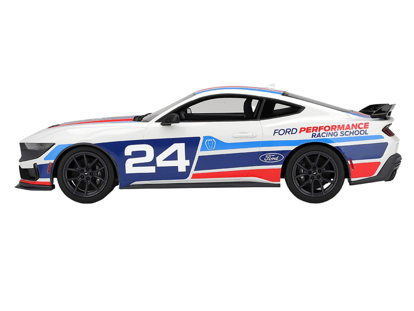 Ford Mustang Dark Horse #24 "Ford Performance Racing School" White with Graphics 1/18 Model Car