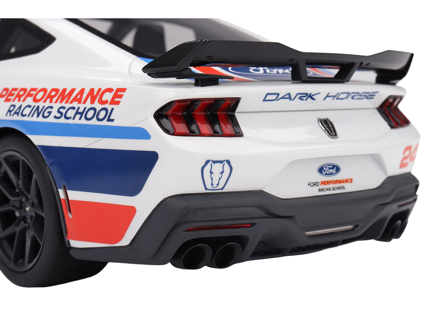 Ford Mustang Dark Horse #24 "Ford Performance Racing School" White with Graphics 1/18 Model Car