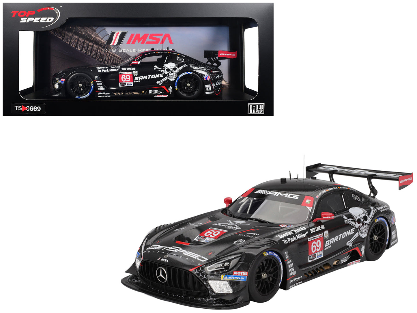 Mercedes-AMG GT3 EVO #69 Anthony Bartone - Maxime Martin - Fabian Schiller - Luca Stolz "GetSpeed" IMSA "24 Hours of Daytona" (2025) 1/18 Model Car