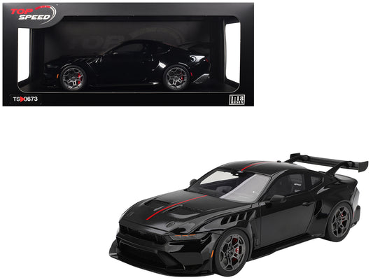 Ford Mustang GTD Shadow Black with Red Stripe 1/18 Model Car