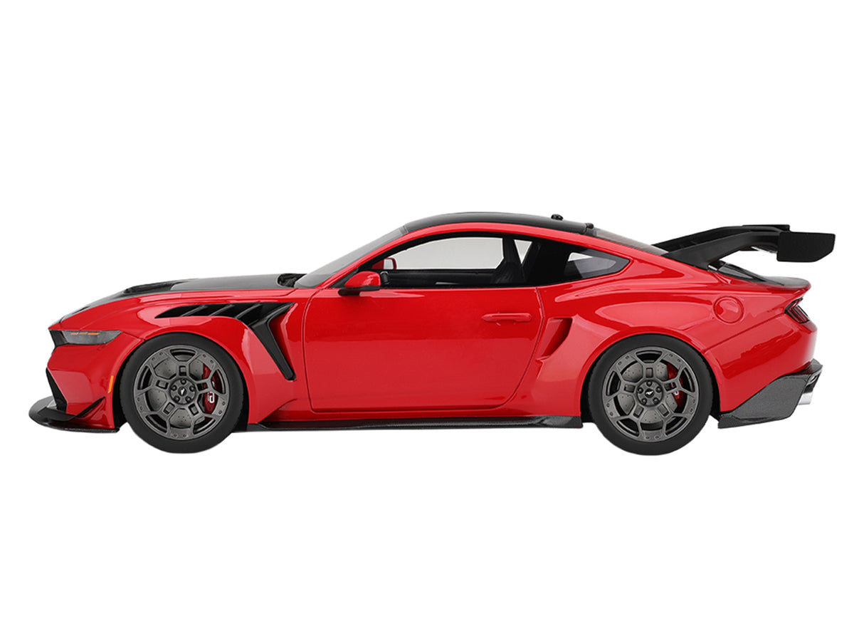 Ford Mustang GTD Race Red and Carbon Fiber with Red Stripe 1/18 Model Car