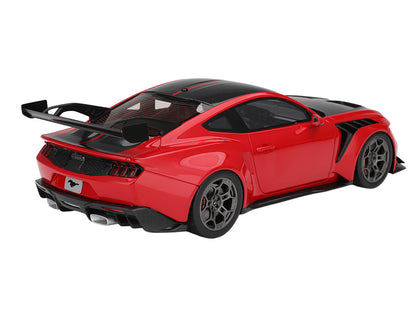 Ford Mustang GTD Race Red and Carbon Fiber with Red Stripe 1/18 Model Car