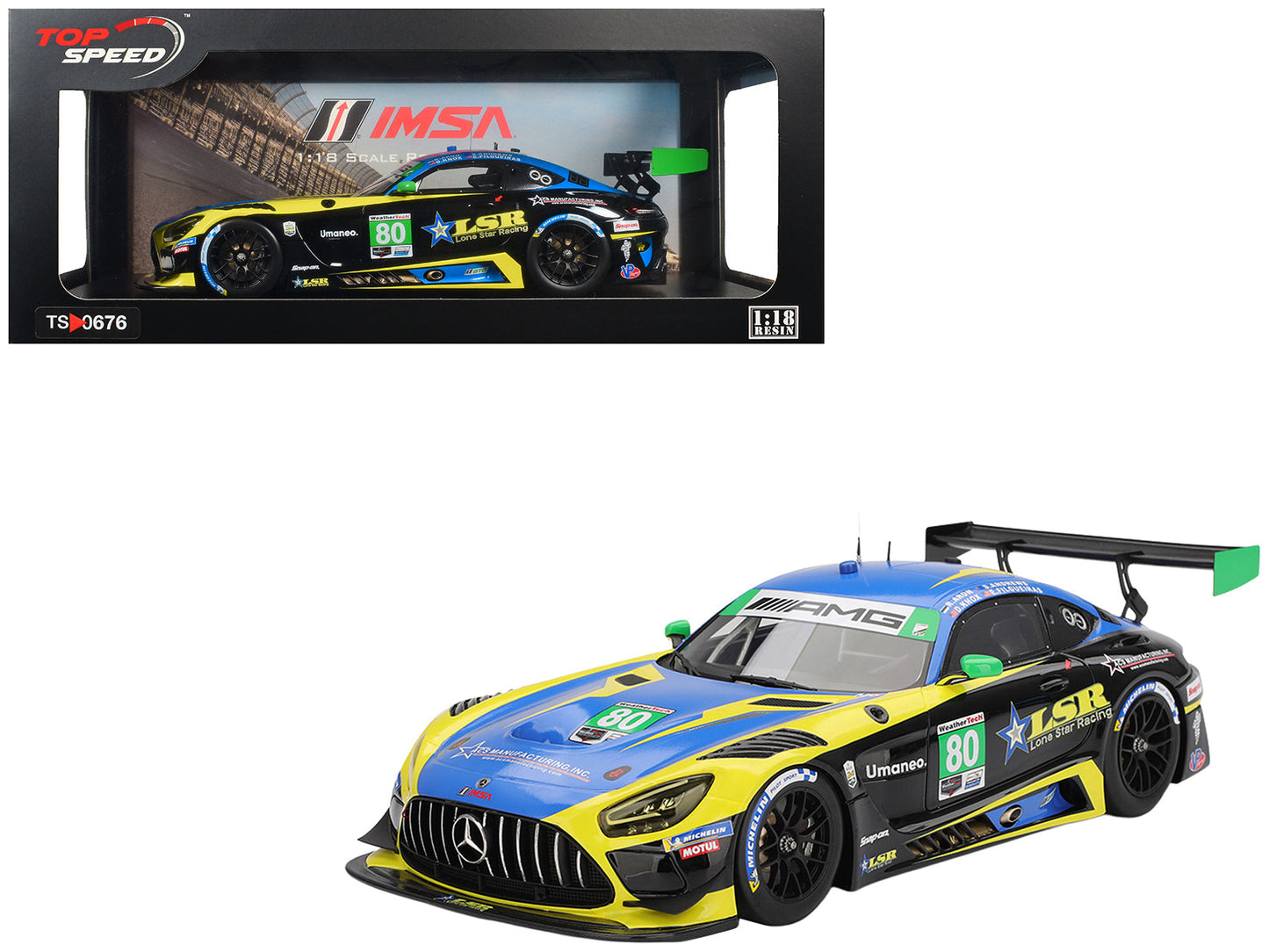 Mercedes-AMG GT3 EVO #80 Scott Andrews - Ralf Aron - Eric Filgueiras - Dan Knox "Lone Star Racing" IMSA "24 Hours of Daytona" (2025) 1/18 Model Car