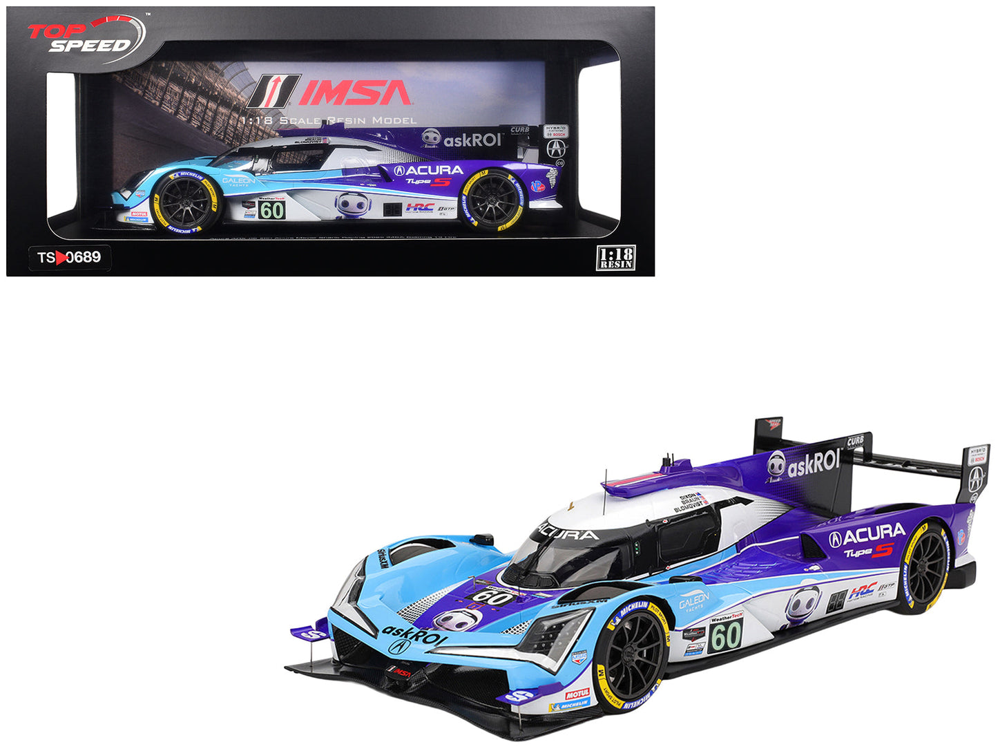 Acura ARX-06 GTP #60 Tom Blomqvist - Colin Braun - Scott Dixon "Acura Meyer Shank Racing with Curb-Agajanian" IMSA "12 Hours of Sebring" (2025) 1/18 Model Car