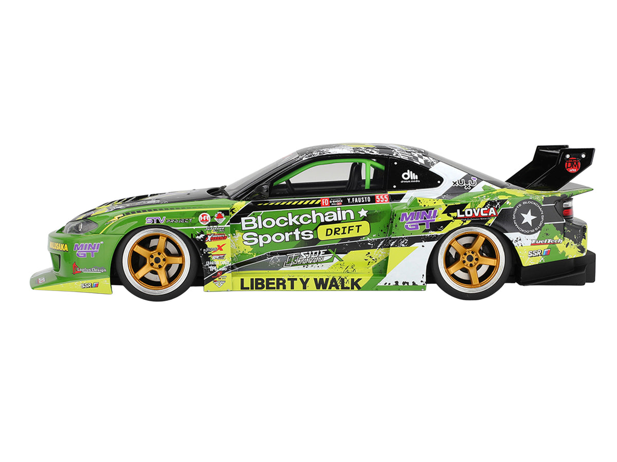 Nissan LB-Super Silhouette S15 SILVIA RHD (Right Hand Drive) #555 V2 Yukio Fausto "Formula Drift Japan" (2024) 1/18 Model Car