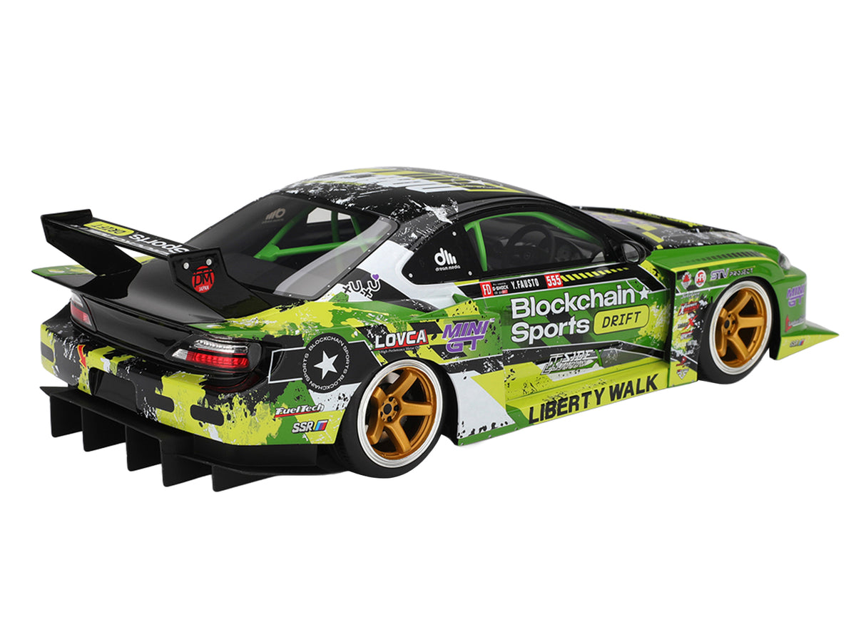 Nissan LB-Super Silhouette S15 SILVIA RHD (Right Hand Drive) #555 V2 Yukio Fausto "Formula Drift Japan" (2024) 1/18 Model Car