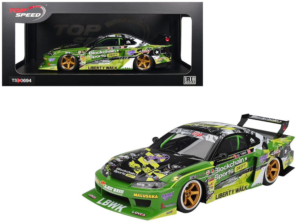 Nissan LB-Super Silhouette S15 SILVIA RHD (Right Hand Drive) #555 V2 Yukio Fausto "Formula Drift Japan" (2024) 1/18 Model Car