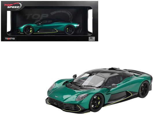 Aston Martin Valhalla Podium Green Metallic with Carbon Top 1/18 Model Car