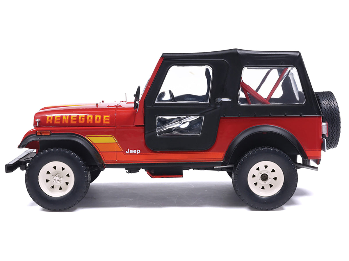 1983 Jeep Renegade Red with Stripes and Black Top 1/24 Diecast Model