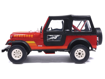1983 Jeep Renegade Red with Stripes and Black Top 1/24 Diecast Model