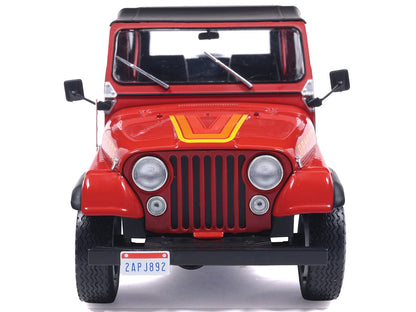 1983 Jeep Renegade Red with Stripes and Black Top 1/24 Diecast Model