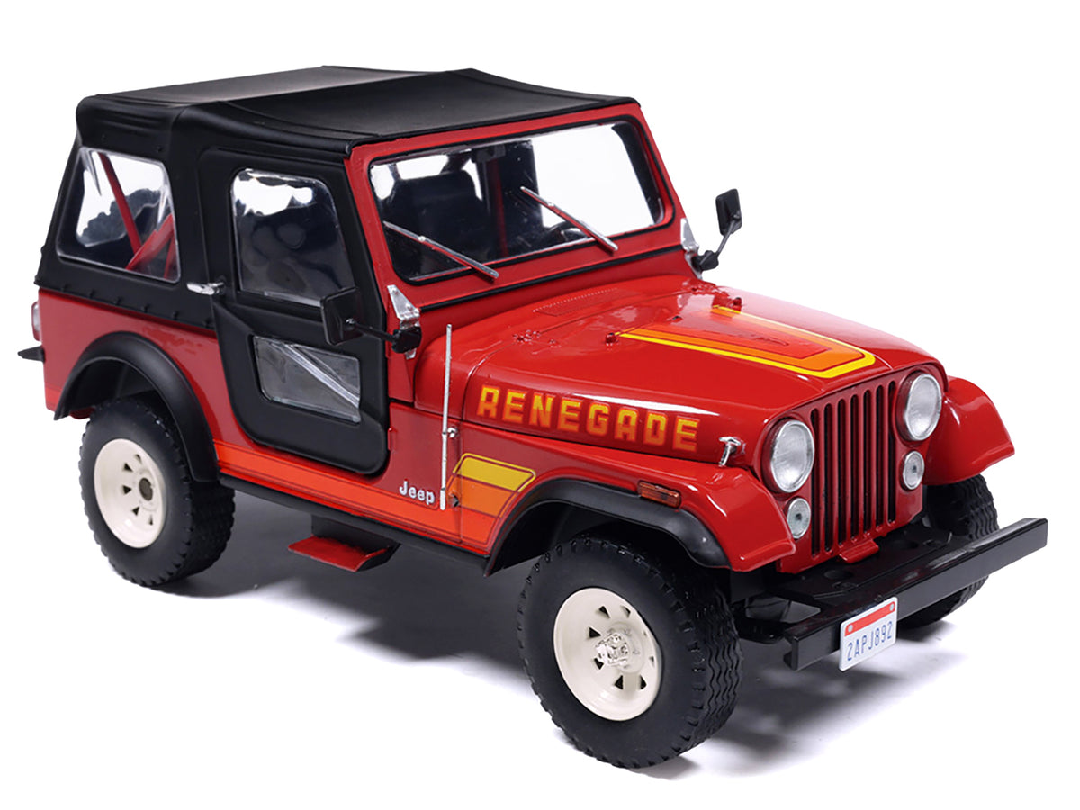 1983 Jeep Renegade Red with Stripes and Black Top 1/24 Diecast Model